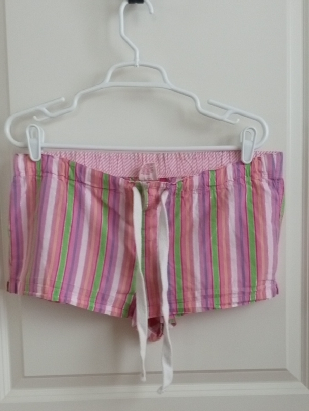 PINK Victoria's Secret Pink, Green & Blue Striped Sleep Shorts. Size Medium